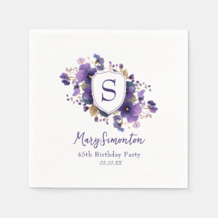 45th Birthday Party Classic Monogram Crest Napkin