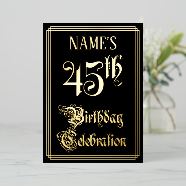 45th Birthday Party — Fancy Script & Custom Name (Standing Front)
