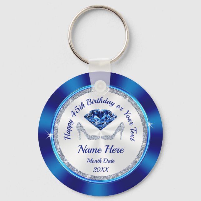 45th Birthday Party Favours, Sapphire, High Heels Key Ring (Front)