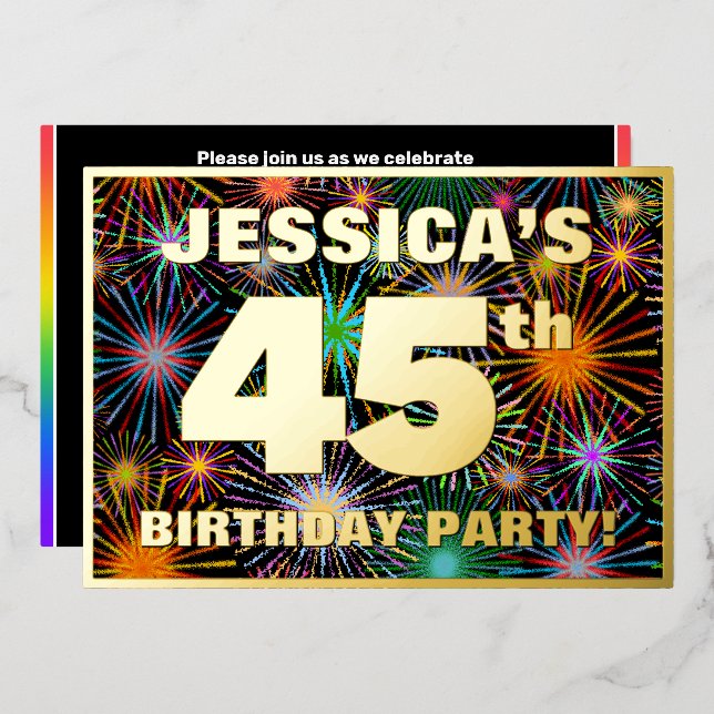 45th Birthday Party — Fun, Colourful Fireworks Loo (Front/Back)