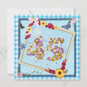 45th Birthday party Invitation flowers,butterflies