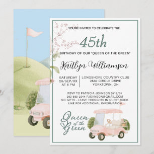 45th Birthday Party Lady Golfer Theme Invitation