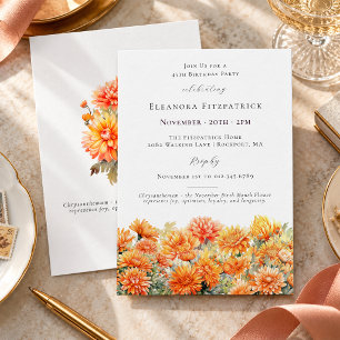 45th Birthday Party November Birth Month Flower Invitation