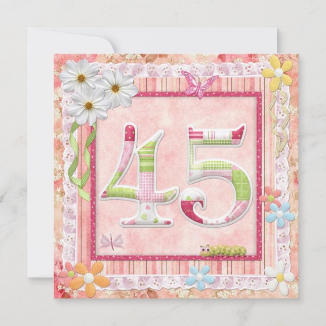 45th birthday party scrapbooking style invitation (Front)