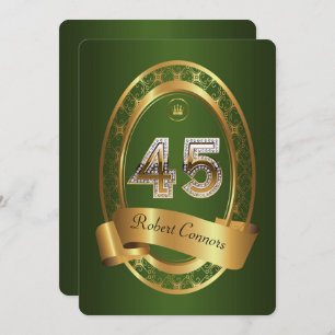 45th,birthday party woman man,elegant colour invitation