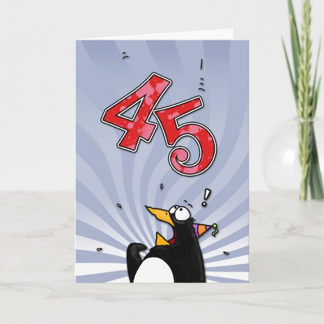 45th Birthday - Penguin Surprise Card (Front)