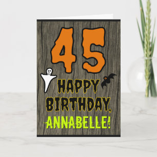 45th Birthday: Spooky Halloween Theme, Custom Name Card