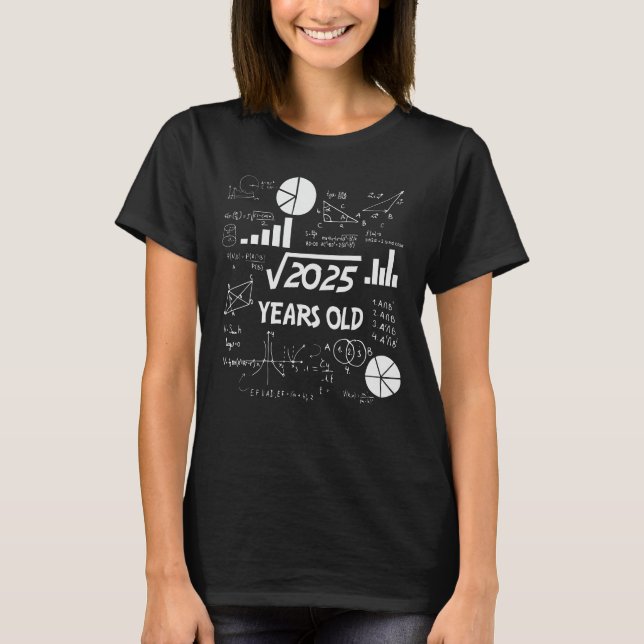 45th Birthday Square Root Math 45 Years Old Bday T-Shirt (Front)