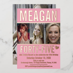 45th birthday three photos soft pink and rose gold