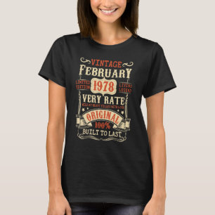 45th Birthday Vintage February 1978 45 Year Old Me T-Shirt