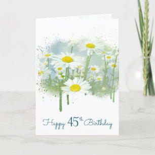45th Birthday White Daisy Garden Card