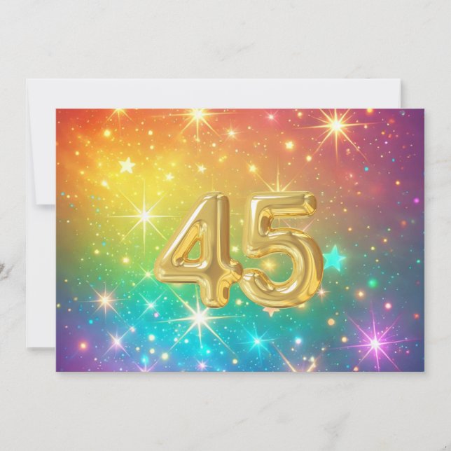 45th Colourful Rainbow star space  Holiday Card (Front)