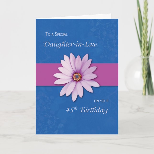 45th Daughter-in-Law Birthday Daisy Pink Purple Card (Front)
