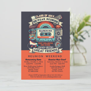 45th High School Reunion Retro 1970s Invitation