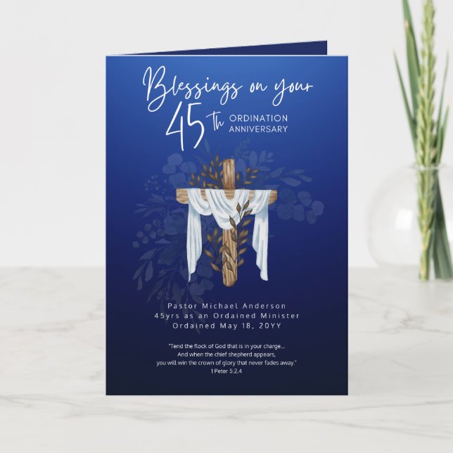 45th ORDINATION ANNIVERSARY Priest Pastor Minister Card (Front)