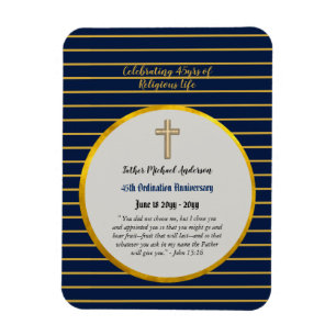 45th Ordination Anniversary Priest Sapphire Gold Magnet