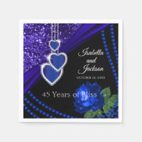 45th Sapphire Blue Glitter and Rose Anniversary