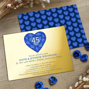 45th Sapphire blue Wedding Anniversary heart 