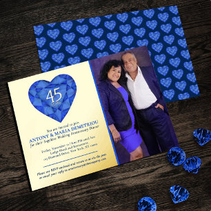 45th Sapphire blue Wedding Anniversary heart photo