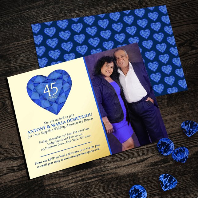45th Sapphire blue Wedding Anniversary heart photo (Creator Uploaded)