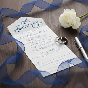 45th Sapphire Wedding Anniversary All In One Invitation