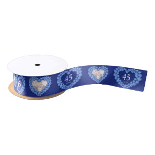45th sapphire wedding anniversary blue photo heart satin ribbon