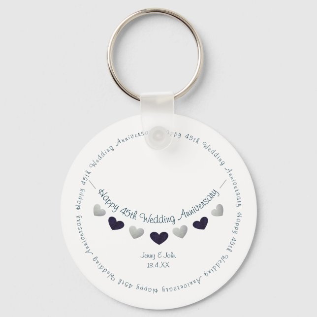 45th sapphire wedding anniversary bunting design key ring (Front)