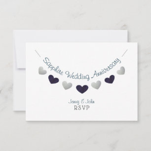 45th sapphire wedding anniversary bunting design RSVP card