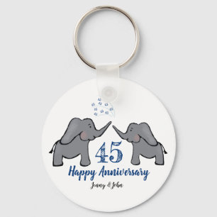 45th sapphire wedding anniversary elephant key ring