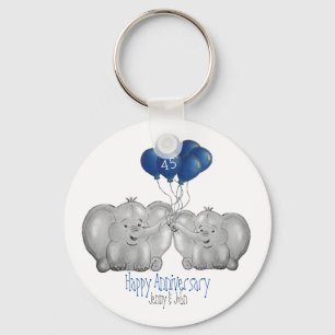 45th sapphire wedding anniversary elephant key ring