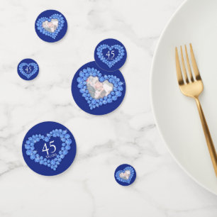 45th sapphire wedding anniversary heart photo blue confetti