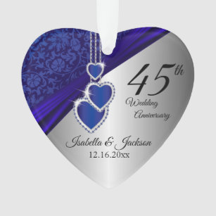 45th Sapphire Wedding Anniversary Keepsake Ornament
