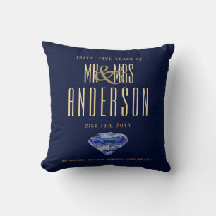 45th Sapphire Wedding Anniversary Modern Gift Cushion