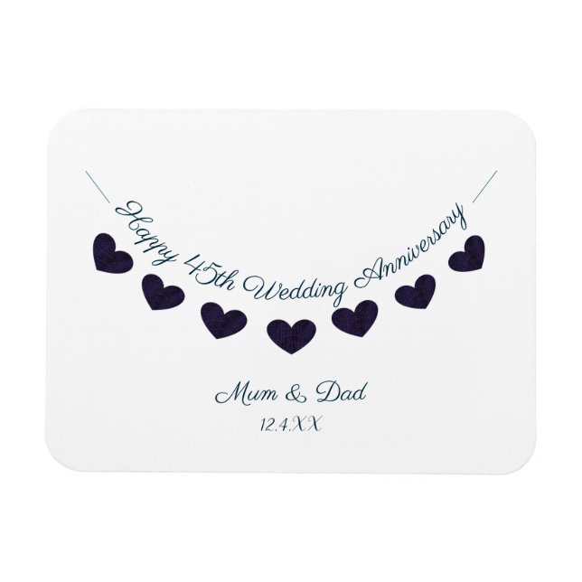 45th sapphire wedding anniversary mom & dad design magnet (Horizontal)