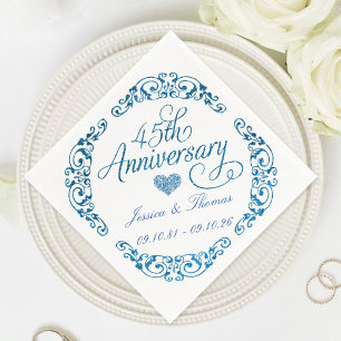 45th Sapphire Wedding Anniversary Napkin