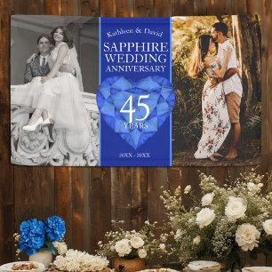 45th sapphire wedding anniversary now then photo banner