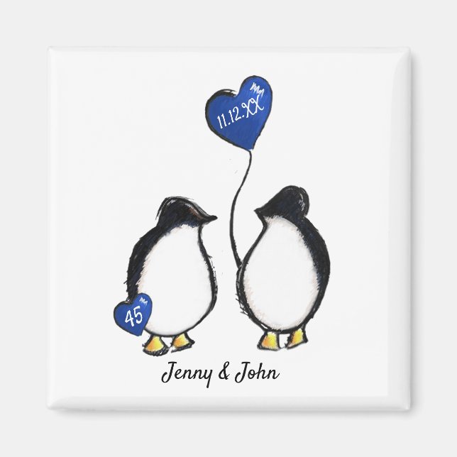45th sapphire wedding anniversary penguin gift mag magnet (Front)