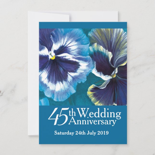 45th Sapphire Wedding Party Invitation blue (Front)