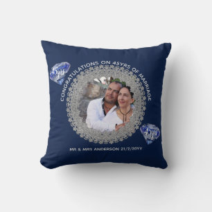 45th Wedding Anniversary - ADD PHOTO Sapphire Blue Cushion