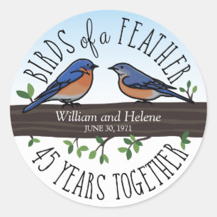 45th Wedding Anniversary, Bluebirds of a Feather Classic Round Sticker