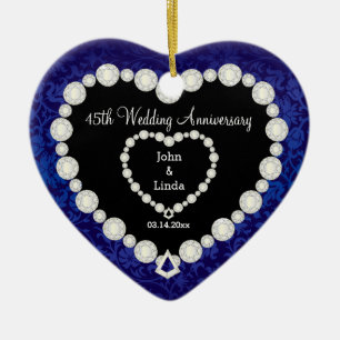 45th Wedding Anniversary Ceramic Tree Decoration