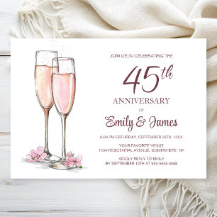 45th Wedding Anniversary Champagne Invitation