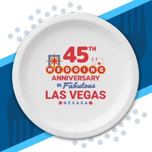 45th Wedding Anniversary Couples Las Vegas Trip Paper Plate