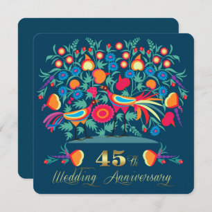 45th Wedding Anniversary Folk Art Invitation