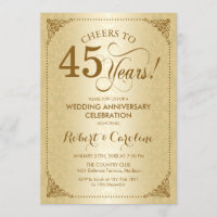 45th Wedding Anniversary - Gold Damask