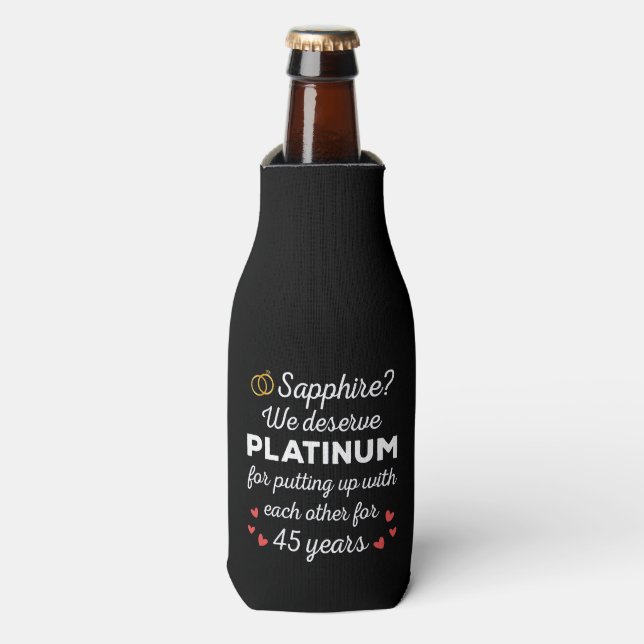 45th Wedding Anniversary I - Sapphire Funny Couple Bottle Cooler (Bottle Front)