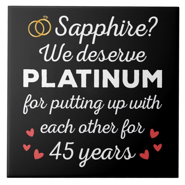 45th Wedding Anniversary I - Sapphire Funny Couple Ceramic Tile (Front)