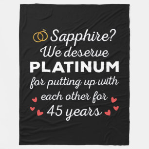 45th Wedding Anniversary I - Sapphire Funny Couple Fleece Blanket
