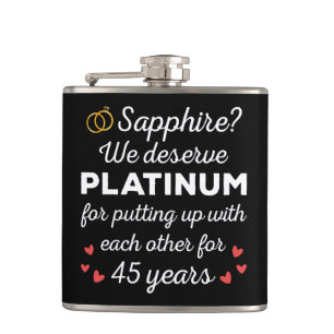 45th Wedding Anniversary I - Sapphire Funny Couple Hip Flask