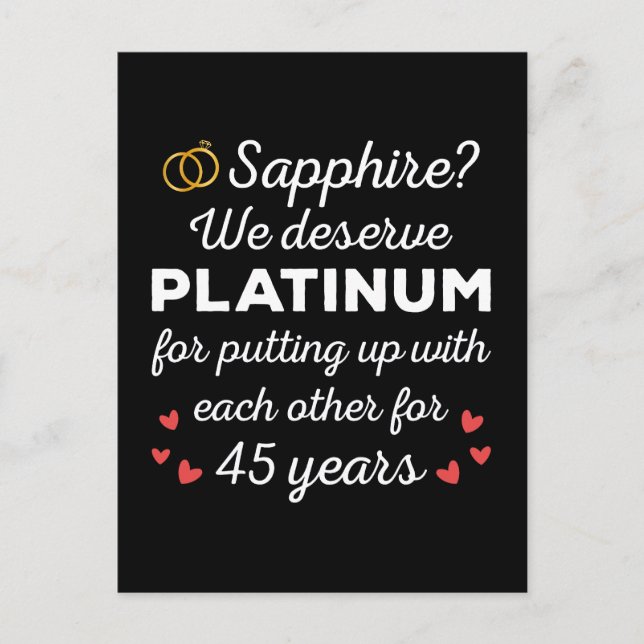 45th Wedding Anniversary I - Sapphire Funny Couple Postcard (Front)